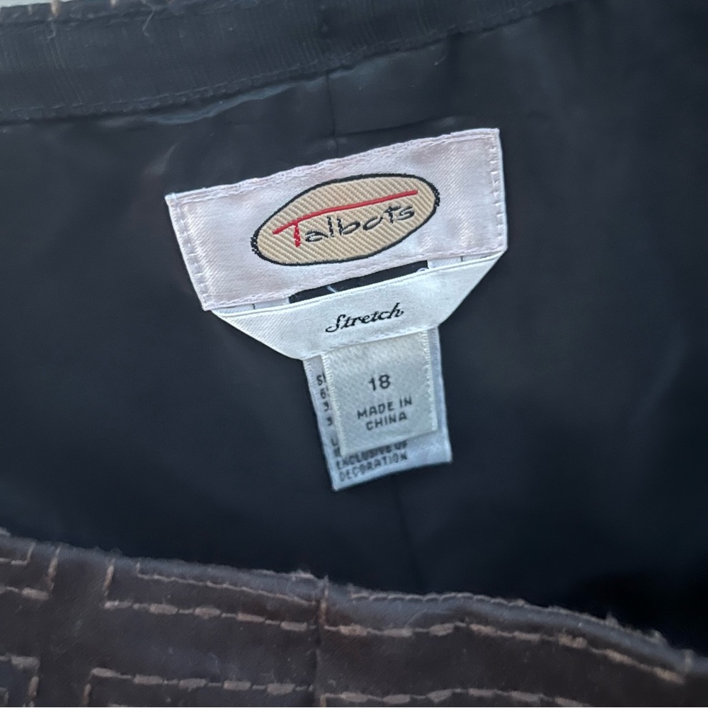 Talbots Black Trousers With Brown Geometric Embro… - image 2